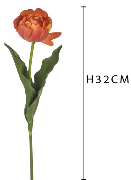 Set 4 Tulipani Artificiali con Real Touch Altezza 67 cm Arancio