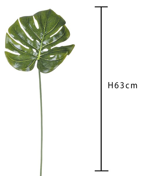Set 12 Foglia di Philodendro Artificiale Altezza 65 cm Verde