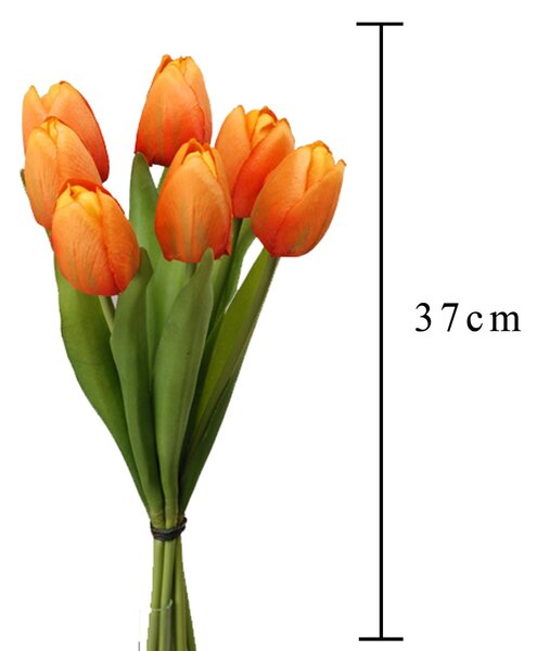 Set 3 Mazzi di 7 Tulipani Artificiali Altezza 37 cm Arancio