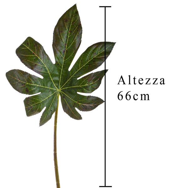 Set 6 Foglie di Aralia Artificiale Altezza 66 cm Verde