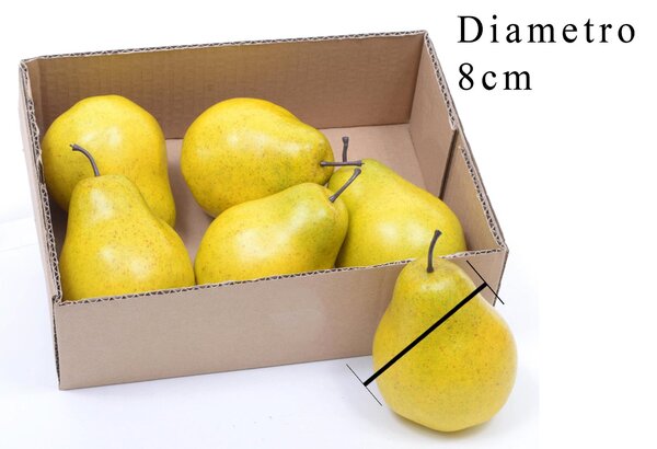 Set 2 Pera Conference Artificiali 6 Pezzi Larghezza 8 cm