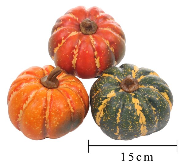 Set 3 Zucche Artificiali Larghezza 15 cm