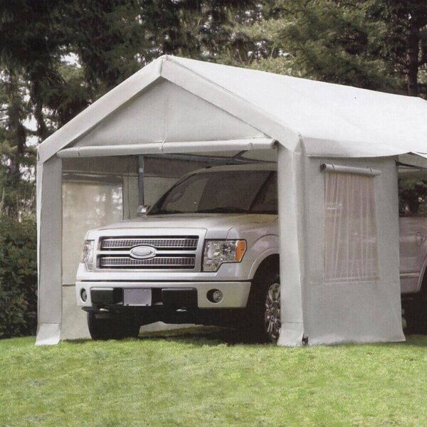 Tendostruttura Garage 3x6m con Tetto e Teli Laterali Bianco