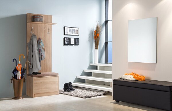 Mobile da Ingresso con Panca 67x191x35 cm in Legno Laminato Effetto Quercia