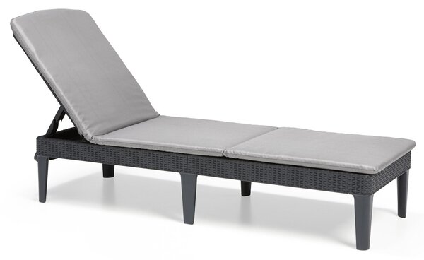 Lettino Prendisole da Giardino 187,5x58x29 cm con Cuscino in Resina Keter Jaipur Antracite