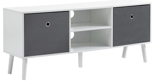 Mobile TV 2 Ante 2 Ripiani 110x29x46,5 cm in MDF Bianco e Grigio