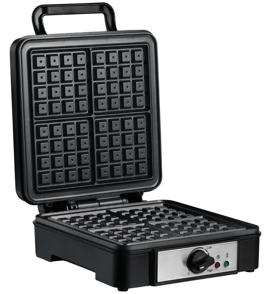 Macchina per Waffle 1200W Piastre Antiaderenti in Acciaio Nero