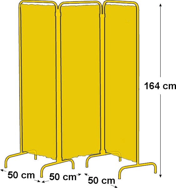 Paravento Separè 3 Pannelli 150x164 cm in Acciaio Nasti Bianco