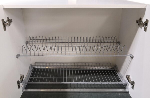 Pensile Scolapiatti da Cucina 2 Ante 80x33x60 cm in Legno Bianco