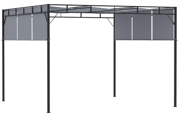 Pergola da Giardino 3x3m Tetto Scorrevole in Acciaio Grigio e Nero