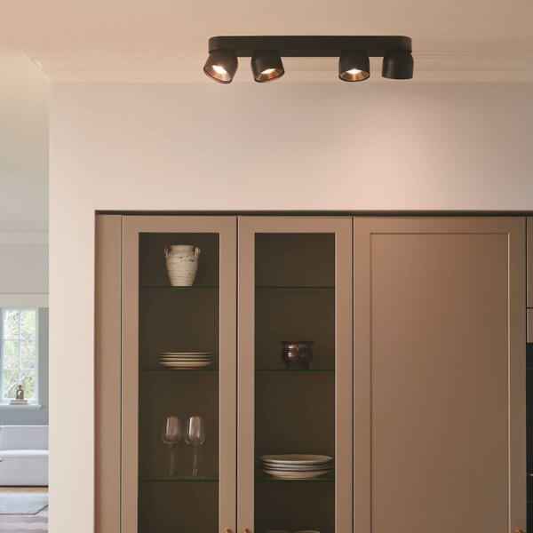 Nordlux Plafoniera soffitto Pitcher, dimmerabile, Nero, Soggiorno / Sala da pranzo, Metallo, Moderno, Plafoniera