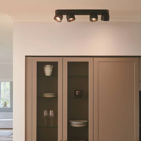 Nordlux Plafoniera soffitto Pitcher, dimmerabile, Nero, Soggiorno / Sala da pranzo, Metallo, Moderno, Plafoniera