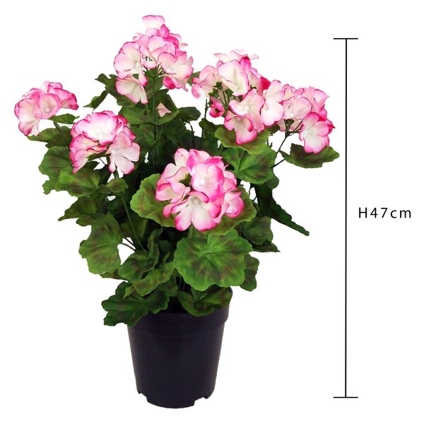 Geranio Artificiale con Vaso Altezza 47 cm Rosa