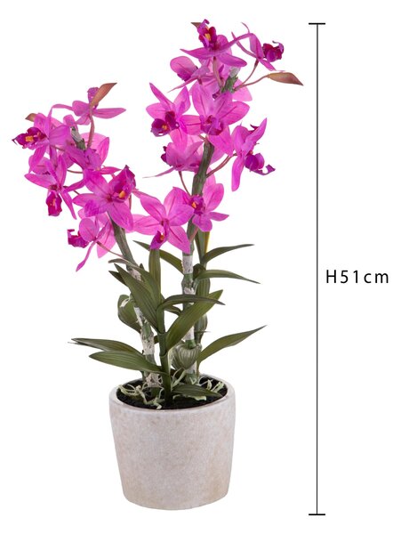 Orchidea Artificiali con Vaso Altezza 51 cm Rosa