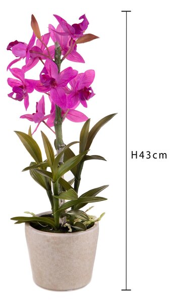 Orchidea Artificiali con Vaso Altezza 43 cm Rosa