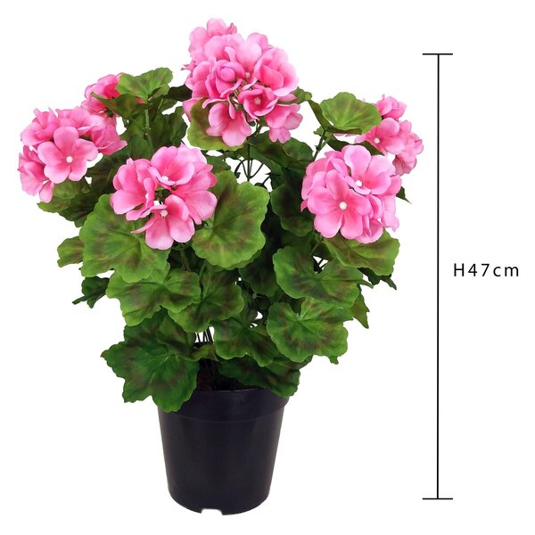 Geranio Artificiale con Vaso Altezza 47 cm Rosa