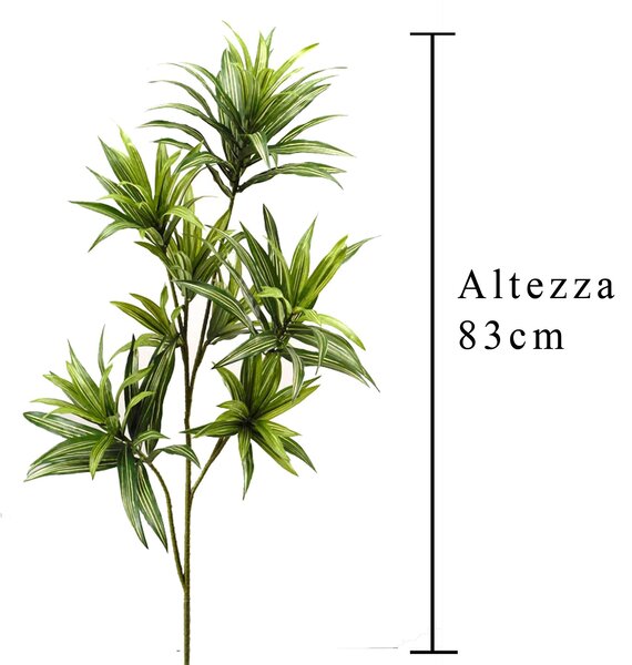 Set 3 Dracena Artificiale con 141 Foglie Altezza 83 cm Verde