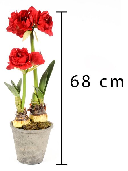 Amarillis Doppio Artificiale con Vaso Altezza 68 cm Rosso