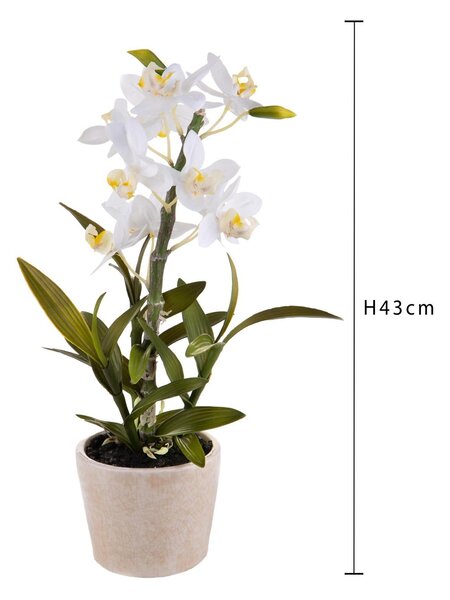 Orchidea Artificiali con Vaso Altezza 43 cm Bianco