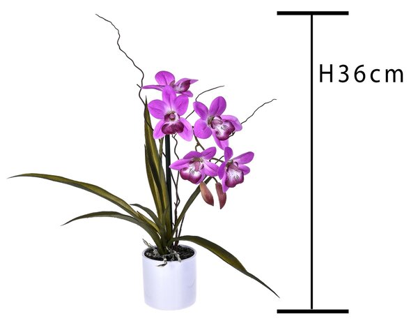 Dendrobium Artificiale con Vaso Altezza 36 cm Viola