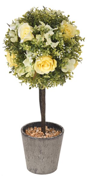 Rose Artificiali su Topiary Altezza 27,5 cm Giallo