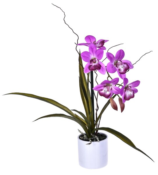 Dendrobium Artificiale con Vaso Altezza 36 cm Viola