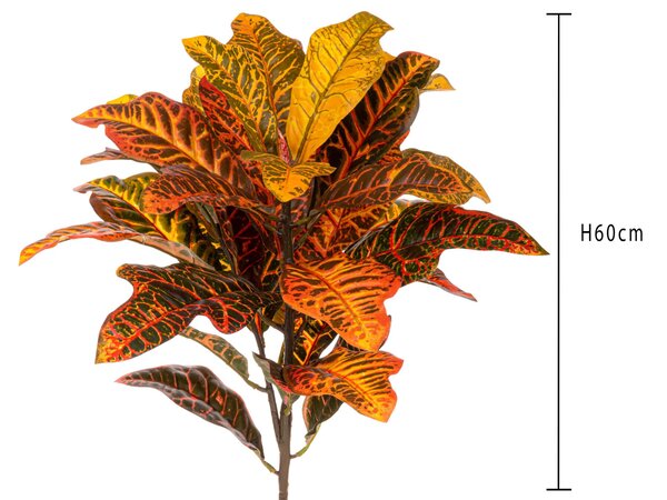 Set 2 Croton Pianta Artificiale Altezza 60 cm Arancio
