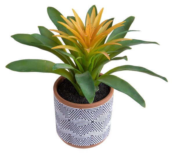 Set 4 Pianta Artificiale di Billbergia in Vaso Altezza 21 cm Grigio