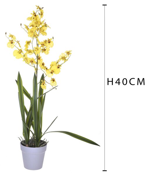 Orchidea Artificiali Oncidium con Vaso Altezza 40 cm Giallo