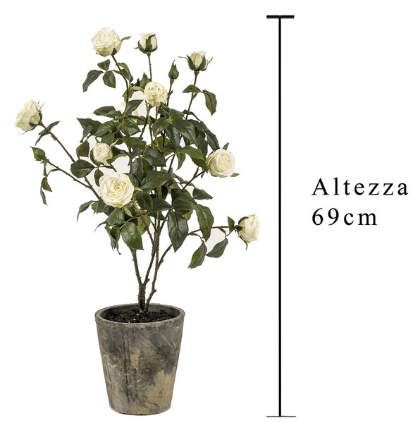 Mini Rose Artificiali in Vaso Altezza 69 cm