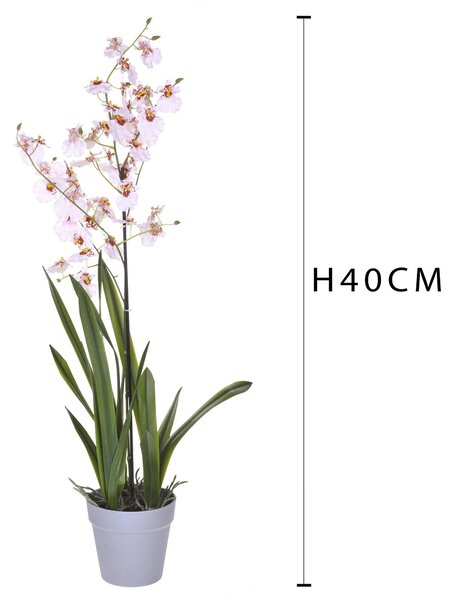 Orchidea Artificiali Oncidium con Vaso Altezza 40 cm Rosa