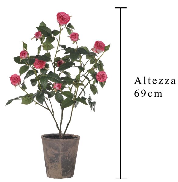 Mini Rose Artificiali in Vaso Altezza 69 cm Rosa
