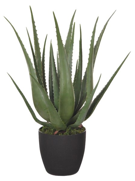Aloe Artificiale con Vaso, 24 Foglie Altezza 70 cm Verde
