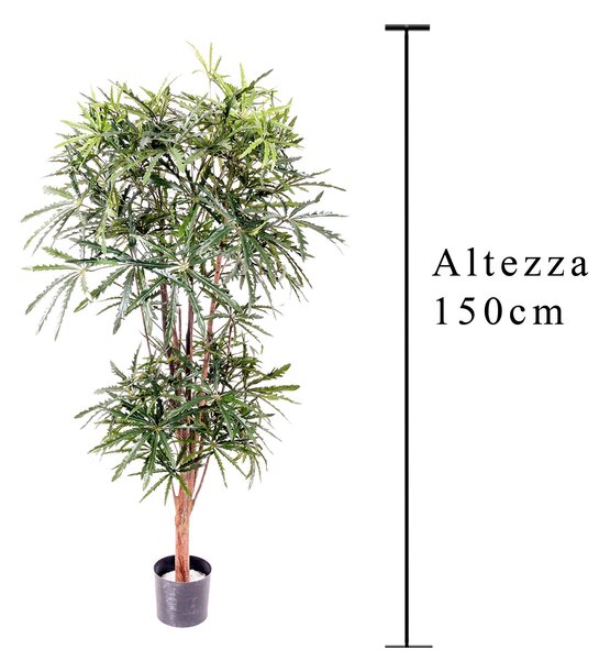 Aralia Artificiale a 2 Diramazioni con 954 Foglie Altezza 150 cm Verde