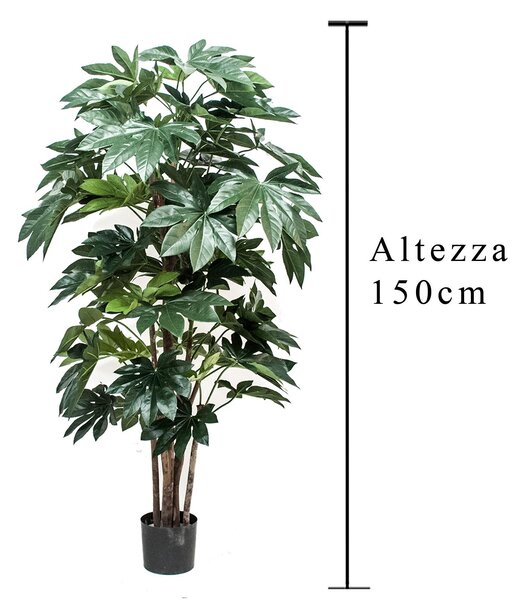 Aralia Artificiale Composta da 60 Foglie Altezza 150 cm Verde