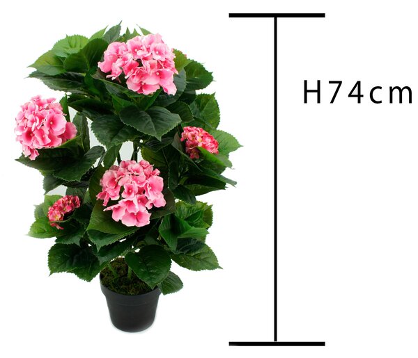 Ortensia Artificiale con Vaso Altezza 74 cm Rosa