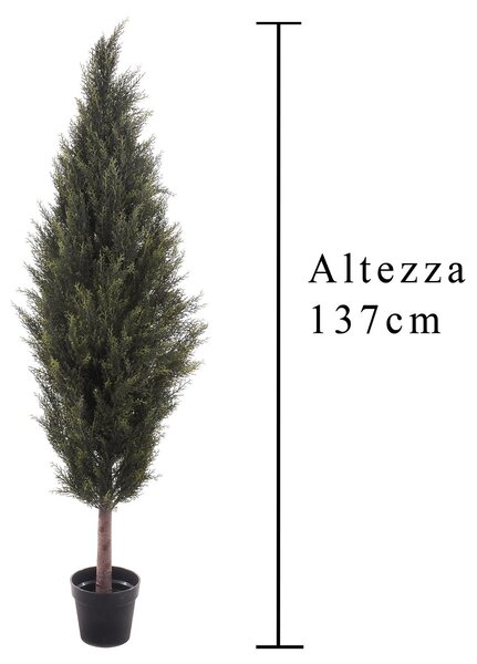 Cipresso Artificiale con Vaso Altezza 137 cm Verde
