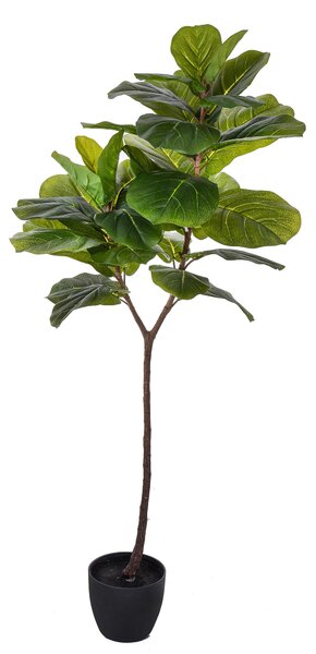 Ficus Lyrata Artificiale in Vaso con 34 Foglie Altezza 150 cm Verde
