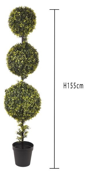Bossolo Artificiale 3 Sfere con Vaso Altezza 150 cm Verde