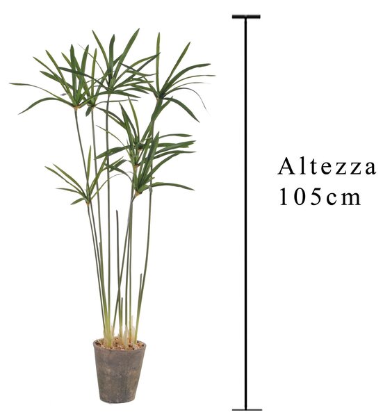Papiro Country Artificiale con Vaso Altezza 105 cm Verde