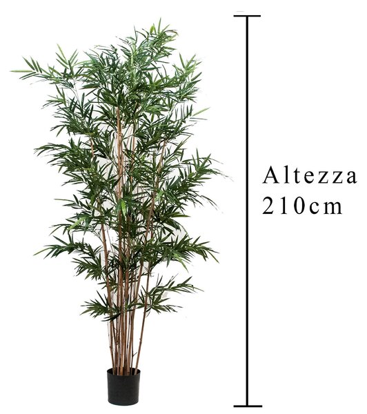 Bamboo Royal Artificiale a 7 Diramazioni con Vaso Altezza 210 cm Verde