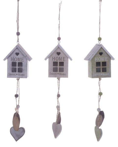 Set 12 Casina in legno da appendere Altezza 23 cm
