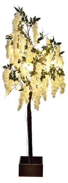 Glicine Artificiale ad Uso interno con Led Altezza 170 cm Bianco