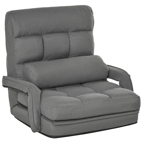 Poltrona Letto Singolo Trasformabile 62x78x70 cm in Tessuto Effetto Lino Grigio