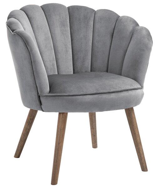 Poltrona Imbottita 66x72x79 cm in Velluto Grigia