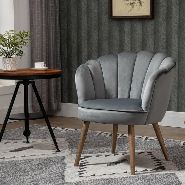 Poltrona Imbottita 66x72x79 cm in Velluto Grigia