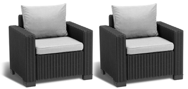 Set 2 Poltrone da Giardino 83x68x71,5 cm in Resina Keter California Antracite