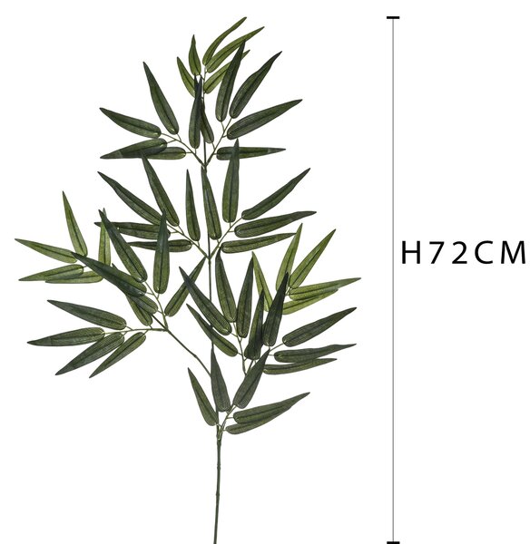 Set 6 Rami Bamboo Artificiale a 3 Diramazioni Altezza 72 cm Verde