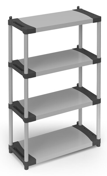 Scaffale 4 Ripiani 80x40x165 cm in Resina PVC Grigio