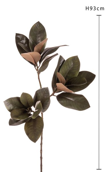 Set 2 Ramo con Foglie di Magnolia Artificiale Altezza 91 cm Verde